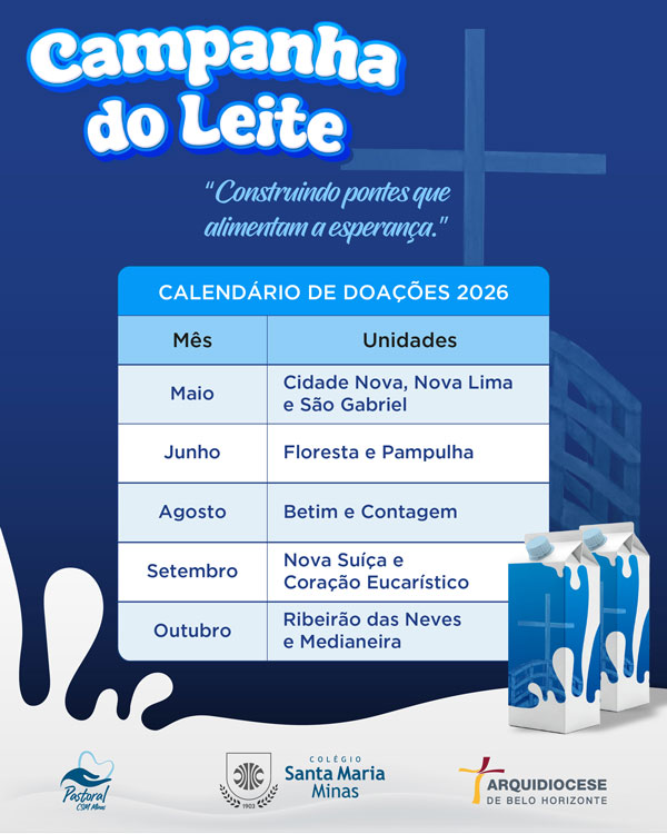 inserir aqui Cronograma da Campanha do Leite 2026 do Colégio Santa Maria Minas