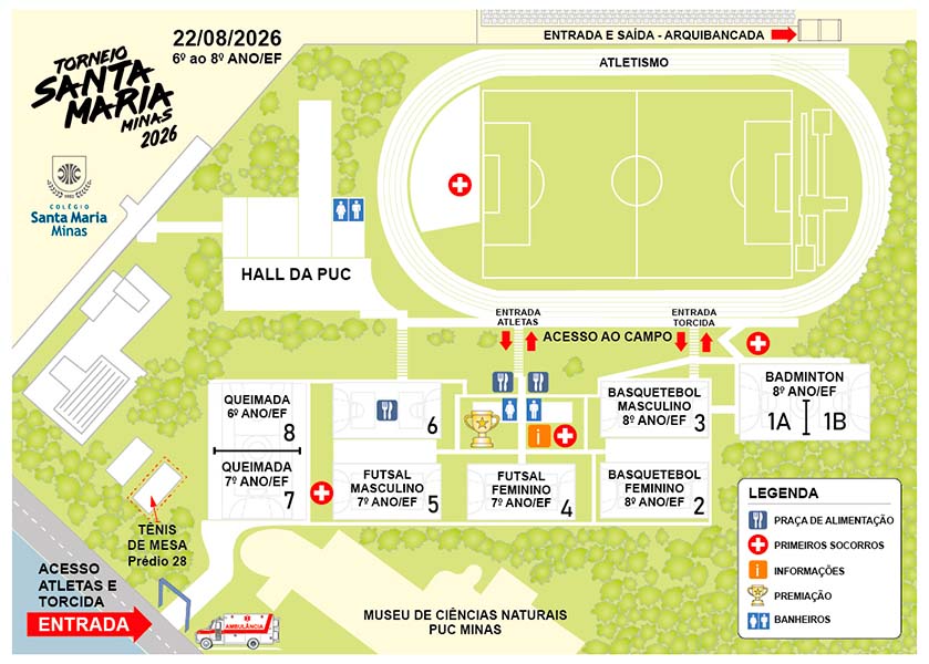 inserir aqui Mapa do Complexo Esportivo - Dia 22 de agosto.