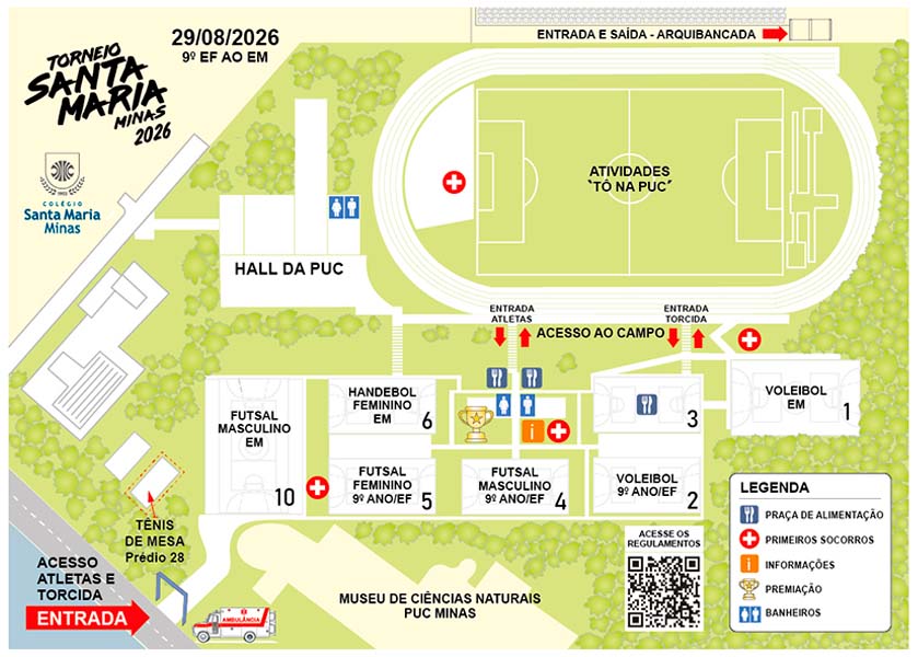 inserir aqui Mapa do Complexo Esportivo - Dia 29 de agosto.