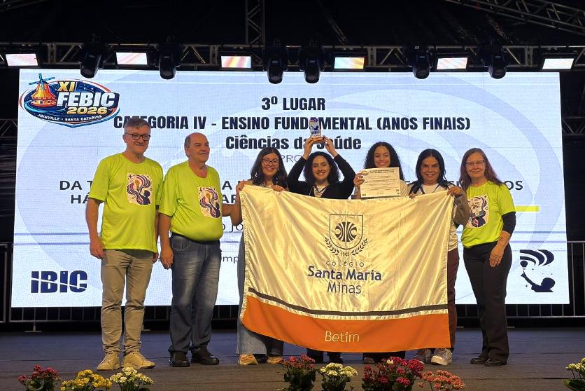 Estudantes da Rede de Colégios Santa Maria Minas conquistam terceiro lugar na FEBIC 2026